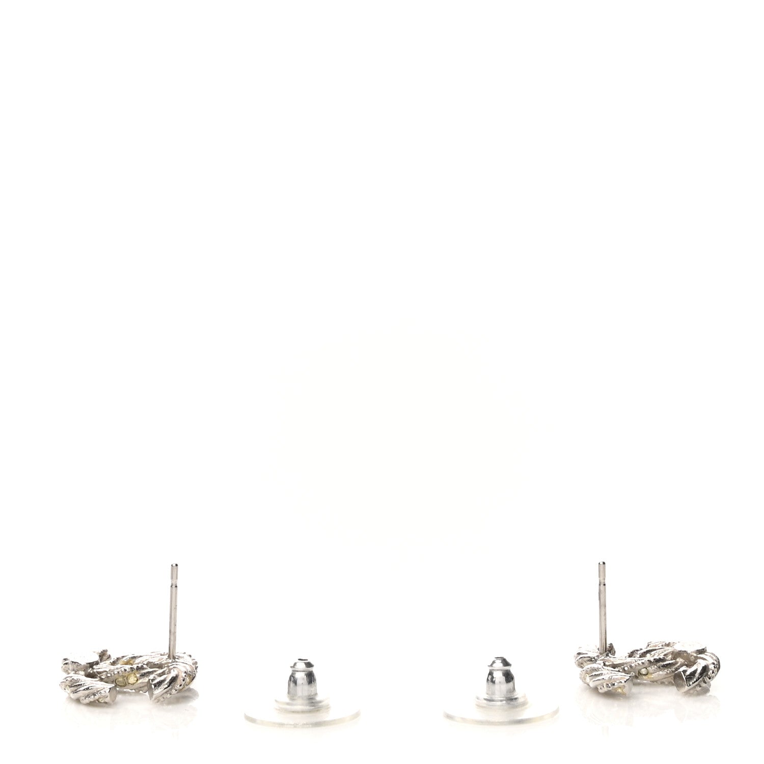 Chanel Crystal CC Twisted Earrings Silver 3 of 5
