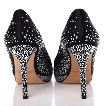 Jimmy Choo Satin Crystal Dali Peep Toe Pumps 36.5 Black 7 of 10