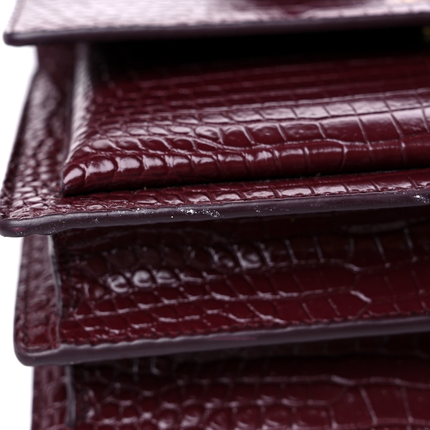 Calfskin Crocodile Embossed Medium Monogram Sunset Rouge Legion