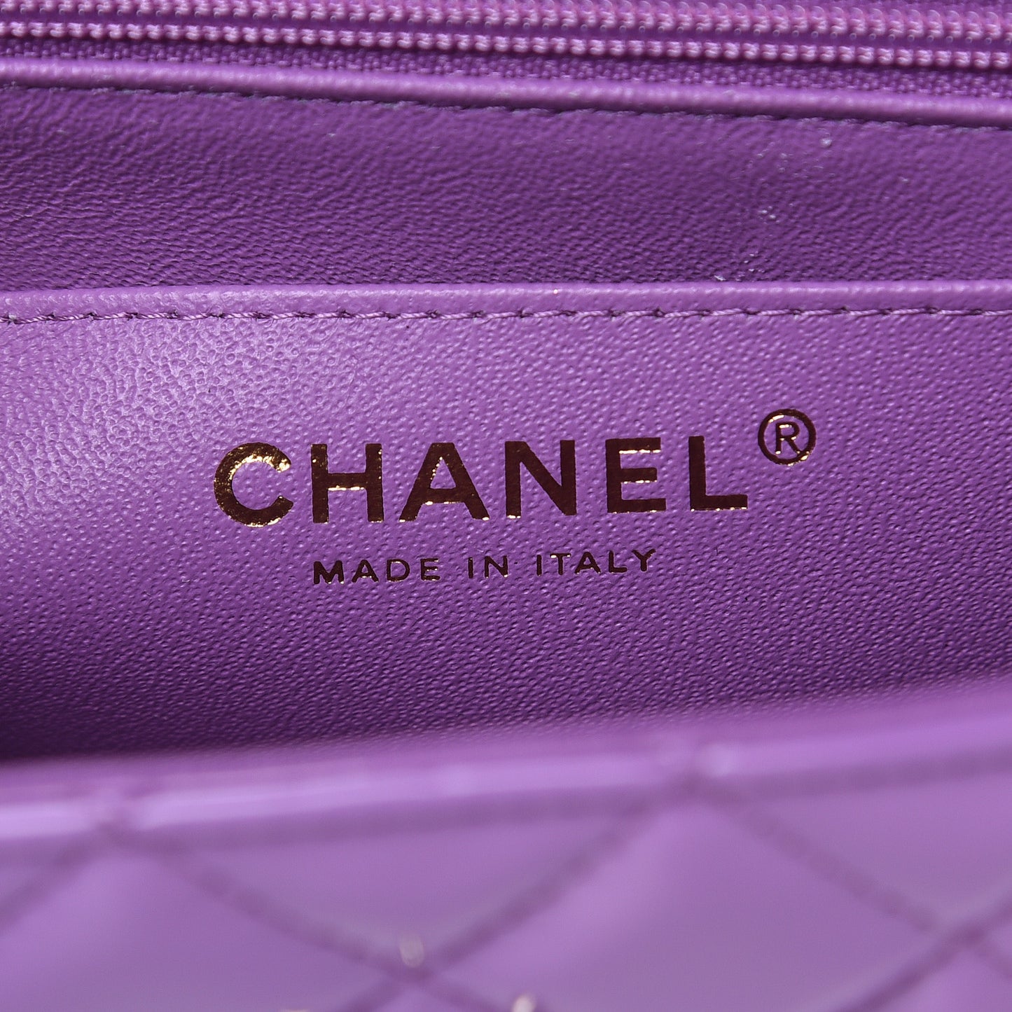 Patent Quilted Mini Rectangular Flap Purple
