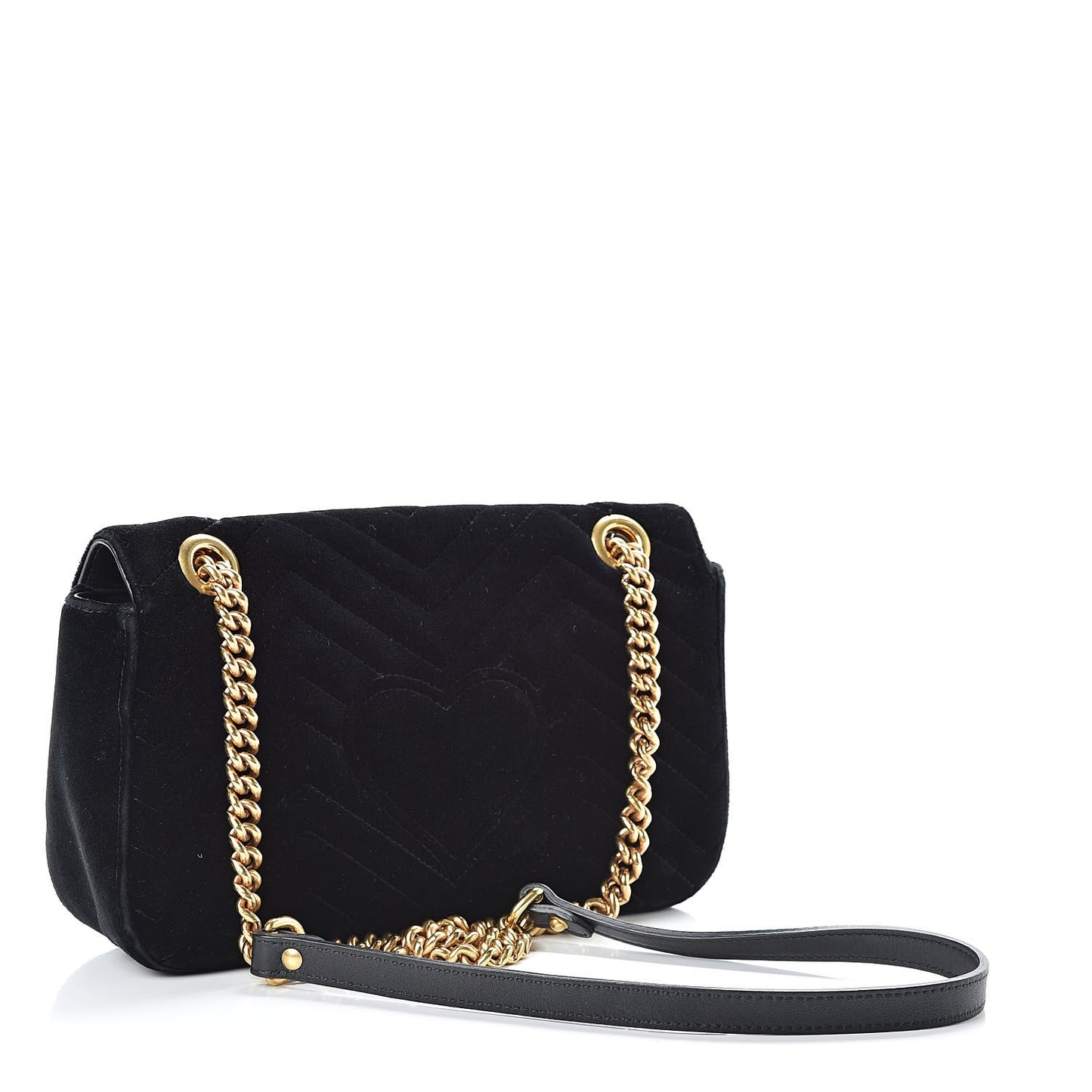 Velvet Matelasse Small GG Marmont Shoulder Bag Black