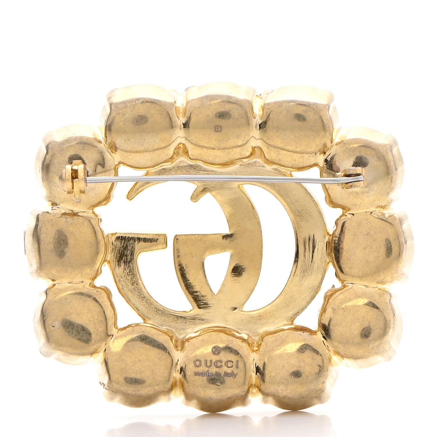 Gucci Metal Pearl Double G Brooch Aged Gold 3 of 6