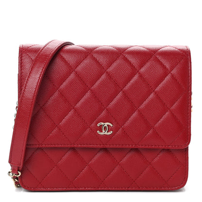Chanel Caviar Quilted Square Wallet On Chain WOC Dark Red 1 of 11