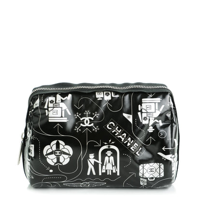 Chanel Coated Canvas Airline Cosmetic Pouch Black White 1 of 7