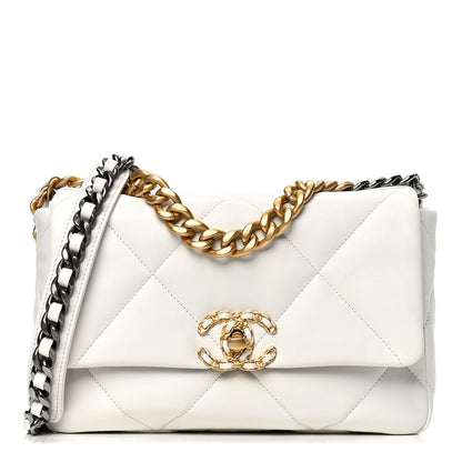 Chanel Goatskin Quilted Medium Chanel 19 Flap White 1 of 5