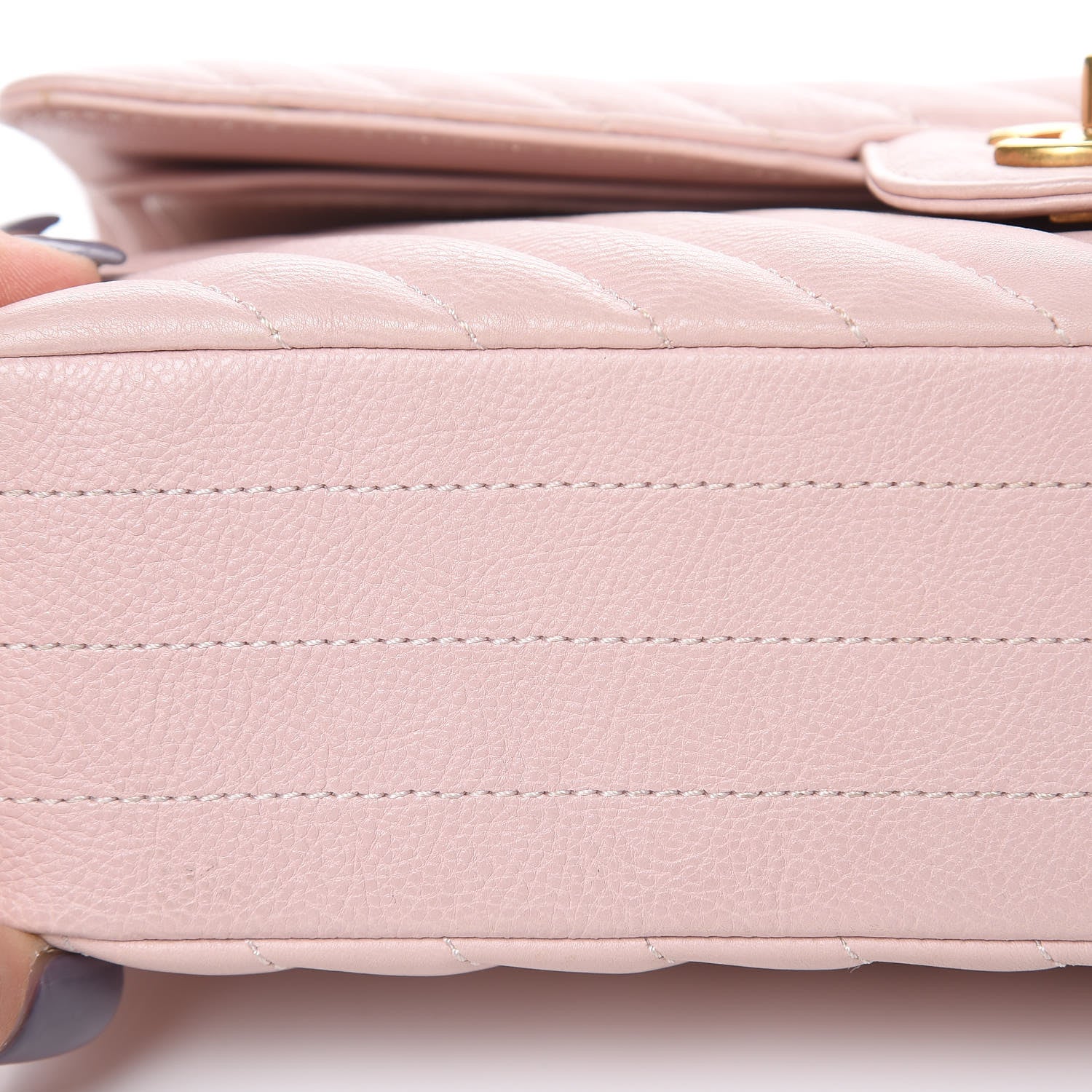Chanel Calfskin Chevron Quilted Medium Double Flap Light Pink 13 of 15