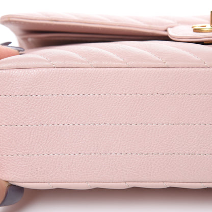 Chanel Calfskin Chevron Quilted Medium Double Flap Light Pink 13 of 15