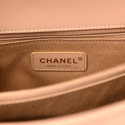 Chanel Caviar Chevron Quilted Medium Coco Handle Flap Beige 6 of 10