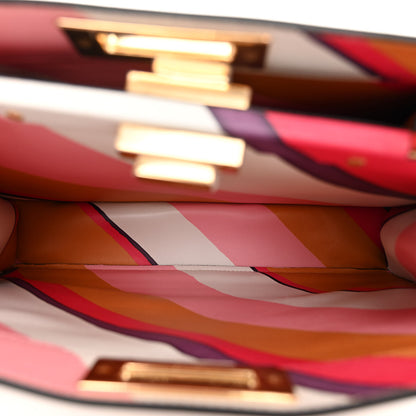 Fendi Vitello Seta Nappa FF Striped Embossed Medium Peekaboo I SEE U Satchel Miele Scuro Multicolor 5 of 10