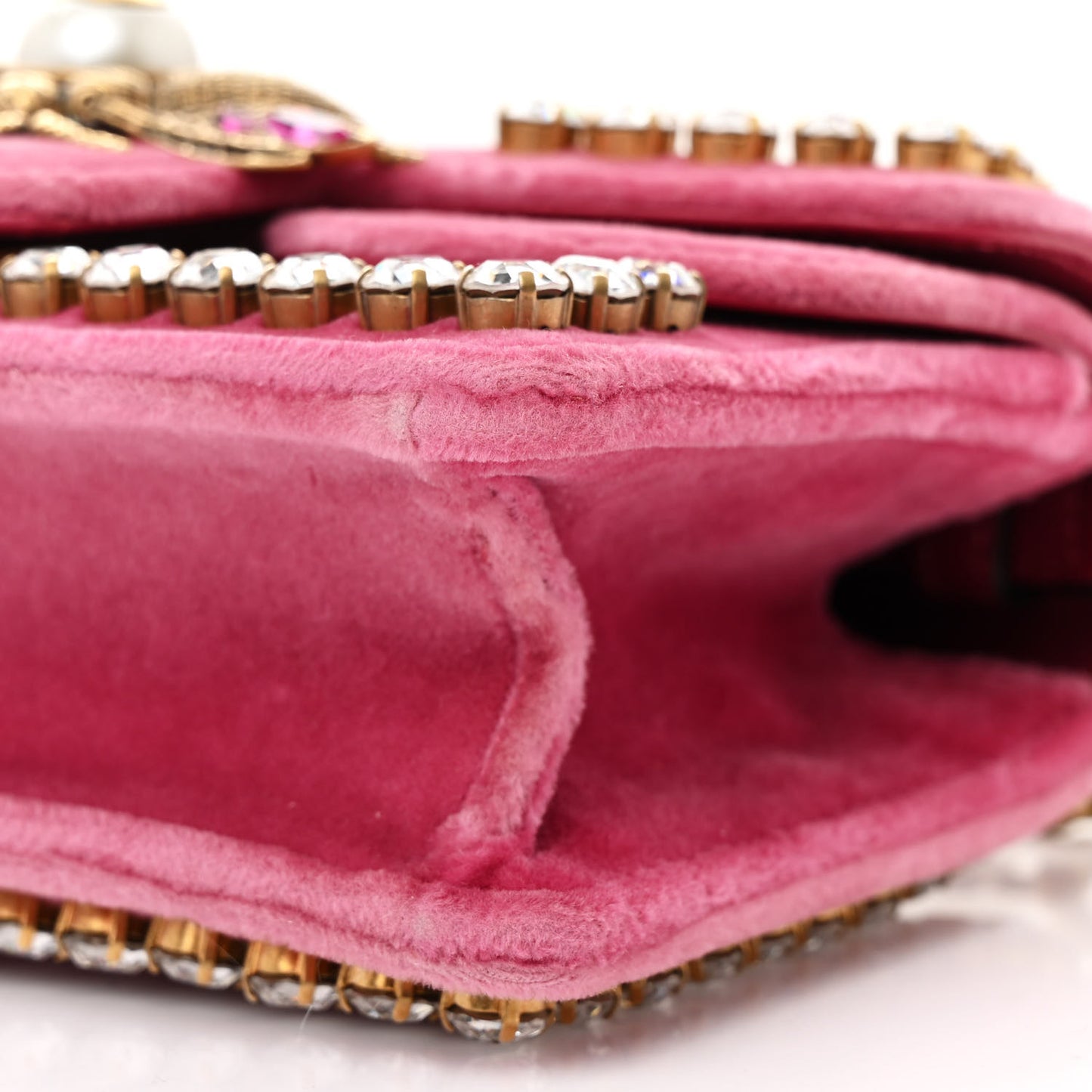 Velvet Crystal Mini Bee Broadway Shoulder Bag Light Raspberry Rose