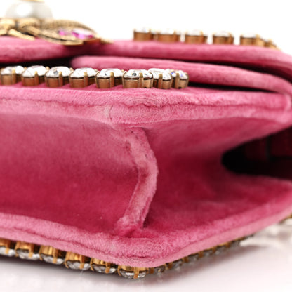 Gucci Velvet Crystal Mini Bee Broadway Shoulder Bag Light Raspberry Rose 10 of 13