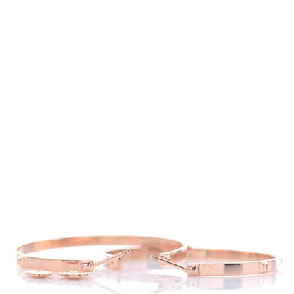 Hermes 18K Rose Gold Mini Clous Hoop Earrings 3 of 5
