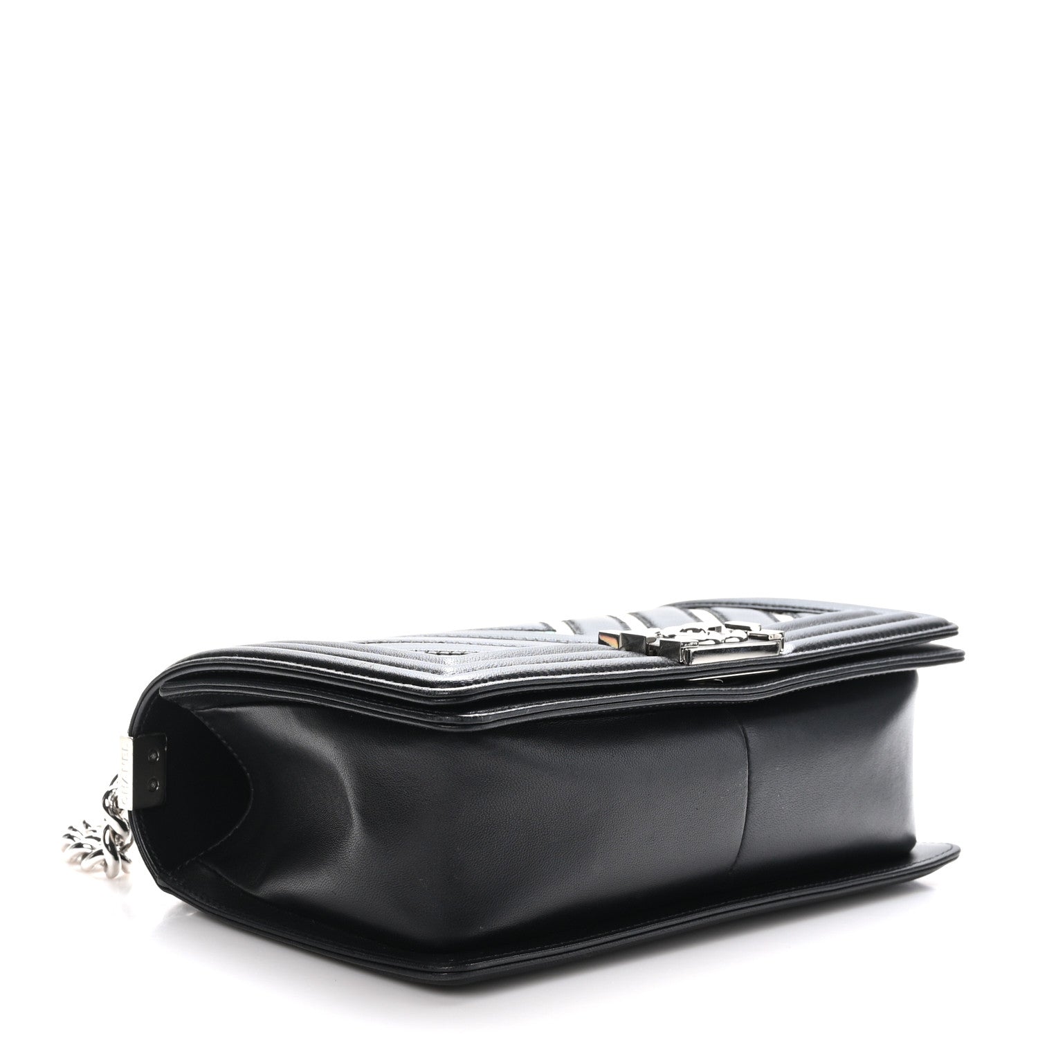 Chanel Lambskin Iridescent PVC Chevron Quilted Medium Boy Flap Black Silver 4 of 11