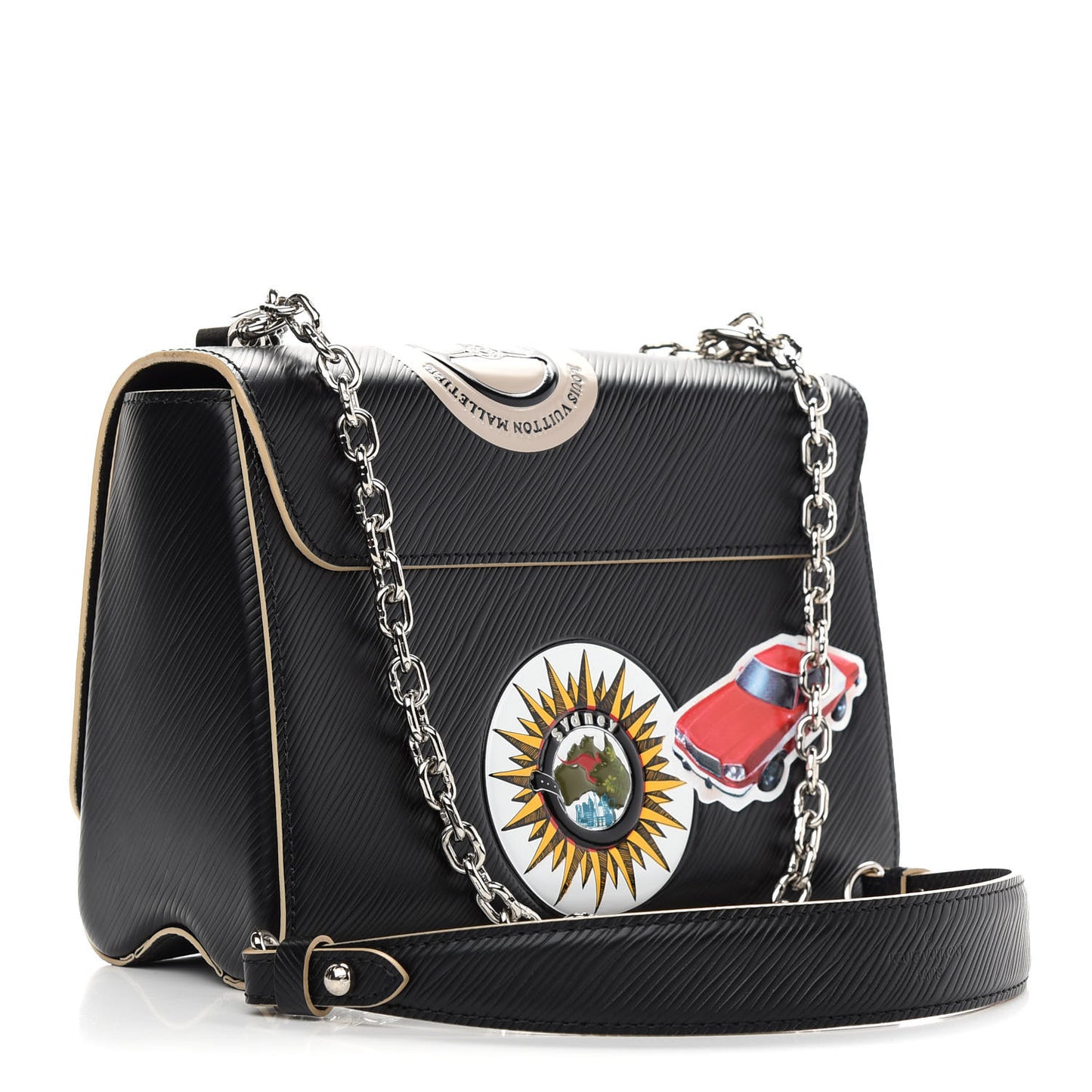 Epi Travel Stickers Twist Shoulder Bag MM Black