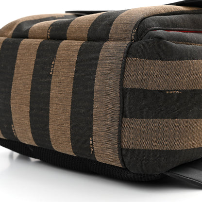 Fendi Fabric Jacquard Cuoio Romano Vitello Pequin Bi-Color FF 1974 Embossed Backpack Tobacco Moro Rosso Malboro Maya Black 9 of 9