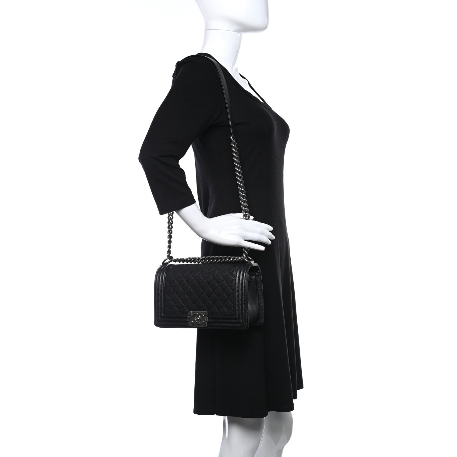 Chanel Caviar Quilted Medium Boy Flap Black 2 of 9