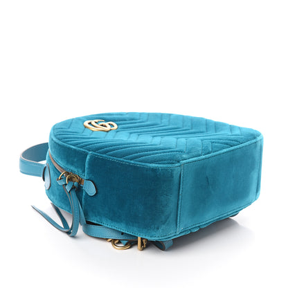 Gucci Velvet Matelasse GG Marmont Dome Backpack Pavone Cyan 3 of 8