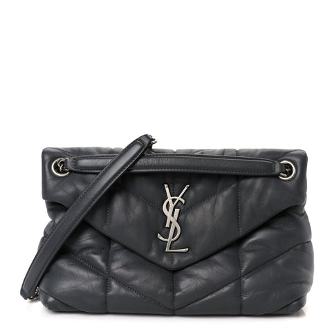 Lambskin Quilted Small Loulou Puffer Monogram Chain Satchel Storm