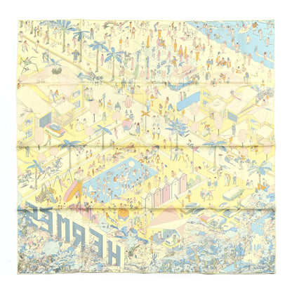Hermes Silk On The Beach Scarf 90 Jaune Soufre Aqua 1 of 6