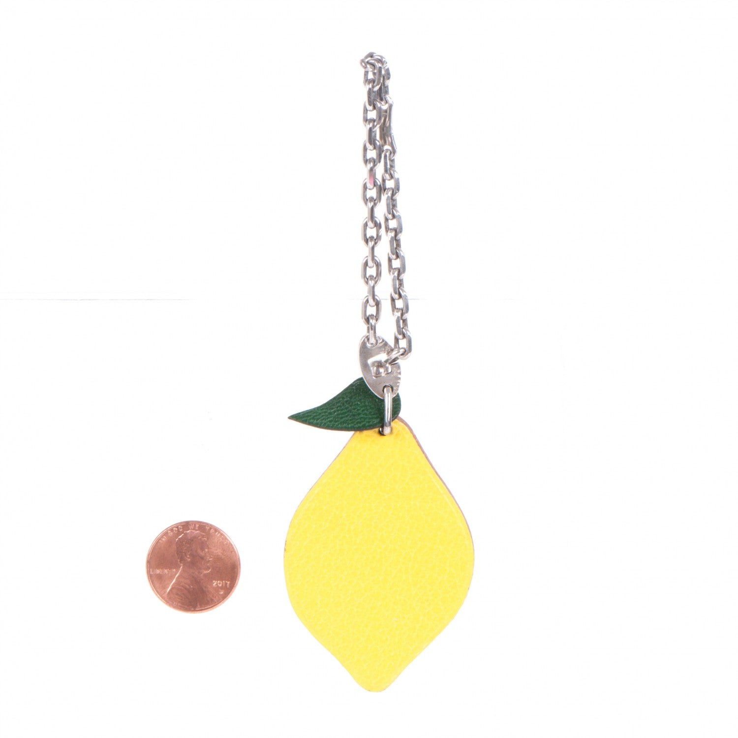 Hermes Chevre Mysore Lemon Key Chain Bag Charm Cumin 2 of 4