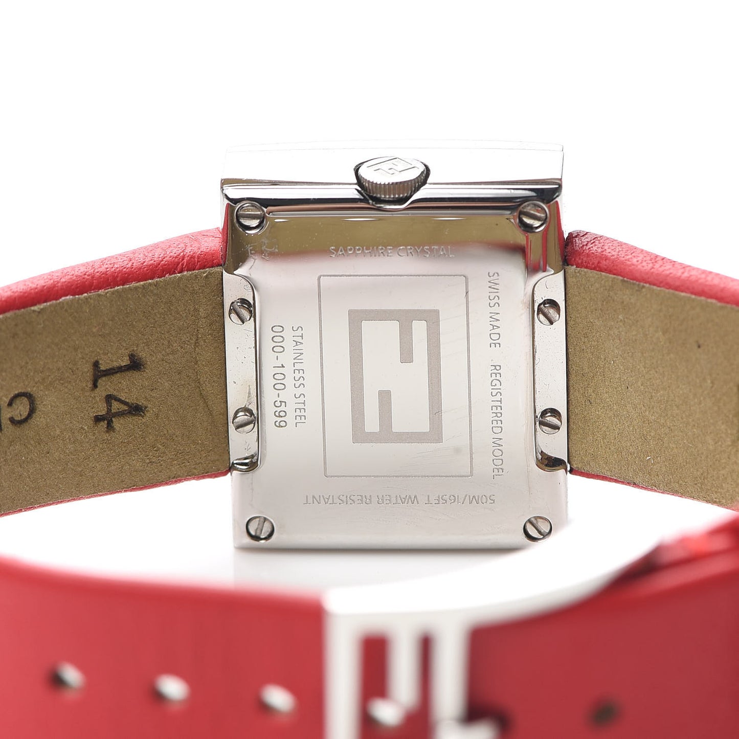 Stainless Steel Calfskin Diamond 24mm FendiMania Quartz Watch Red