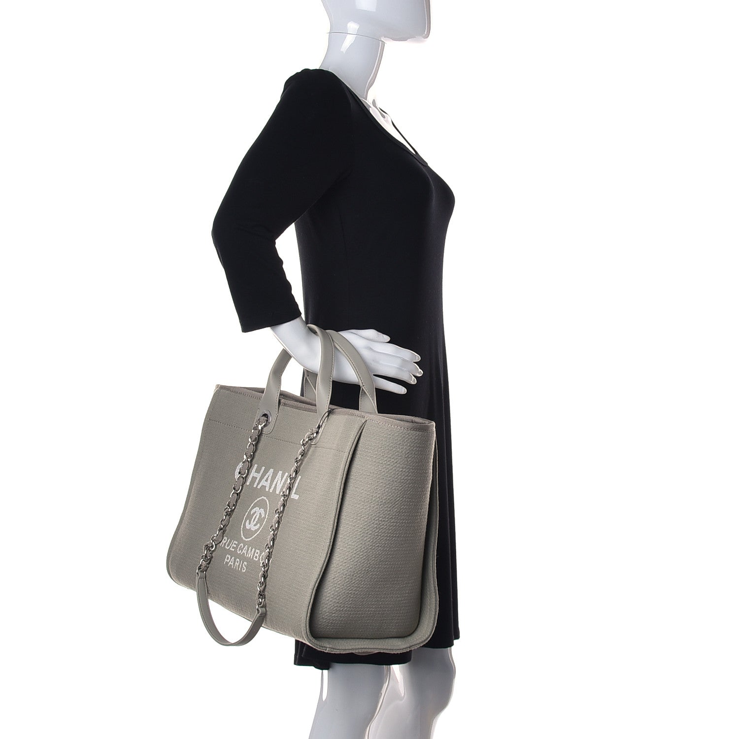 Chanel Mixed Fibers Medium Deauville Tote Grey 2 of 13
