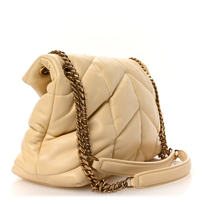 Saint Laurent Lambskin Quilted Small Loulou Puffer Monogram Chain Satchel Jaune Pale 3 of 10