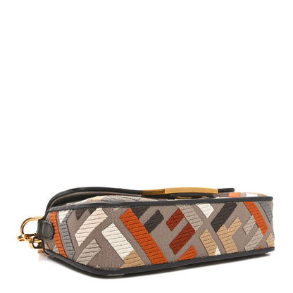 Fendi Canvas Vitello King Seta FF Embroidered Mini Baguette Tartufo Ebano Multicolor 4 of 10