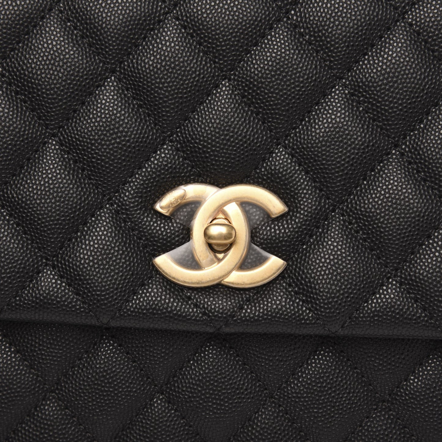 Caviar Quilted Medium Coco Handle Flap Black