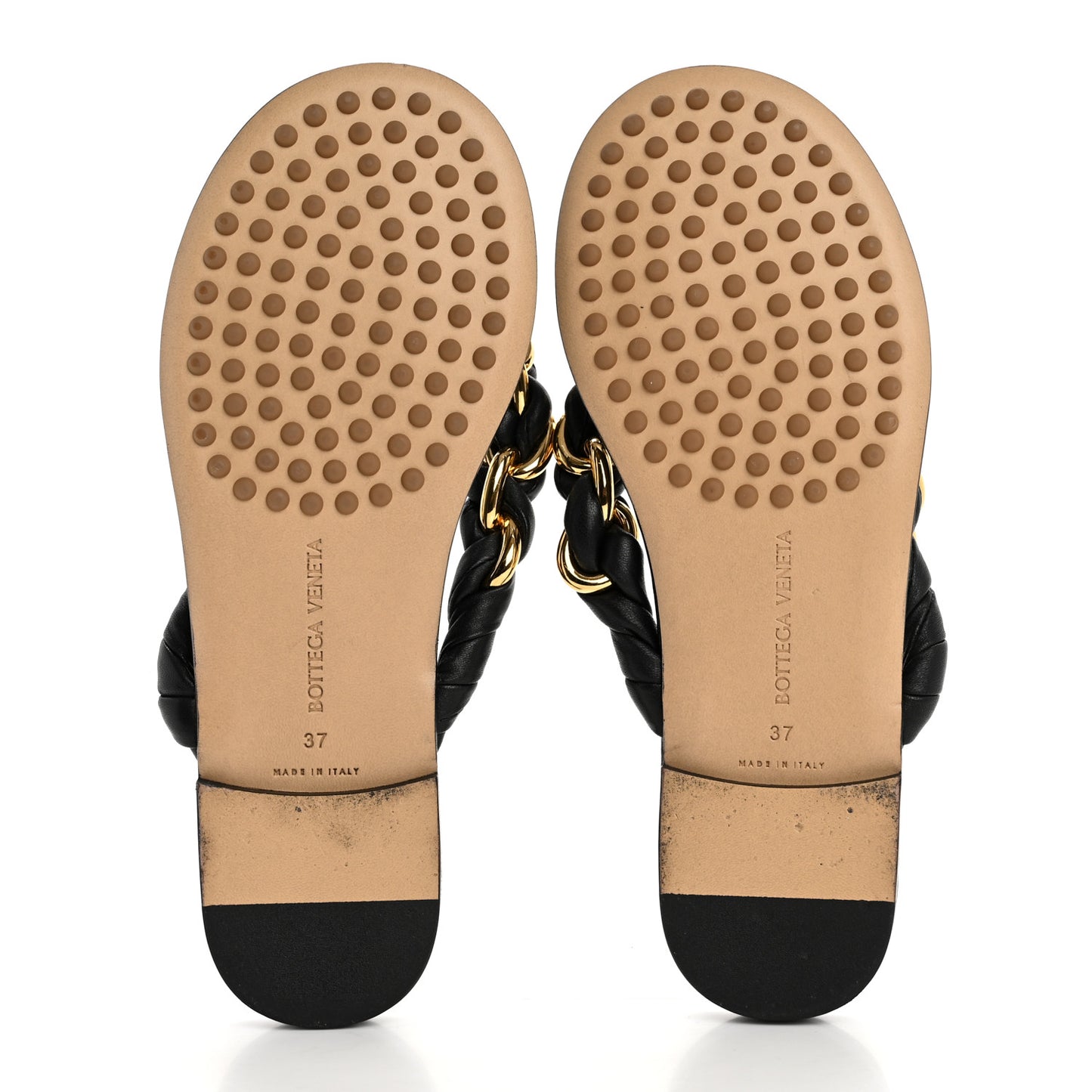 Nappa Chain Dot Flat Sandals 37 Black
