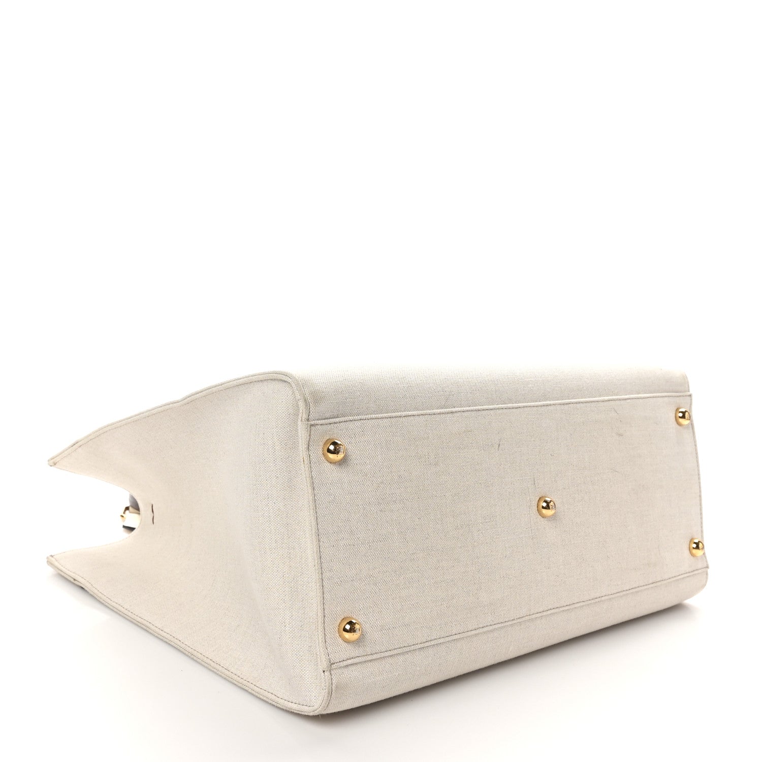 Fendi Canvas Vitello King Logo Embroidered Medium Fendi Sunshine Shopper Tote Grezzo Ghianda 4 of 9