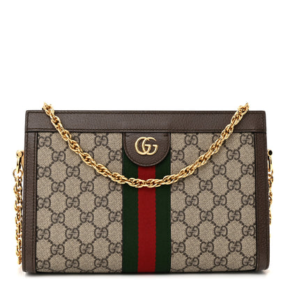 Gucci GG Supreme Monogram Web Small Ophidia Chain Shoulder Bag Brown 1 of 14