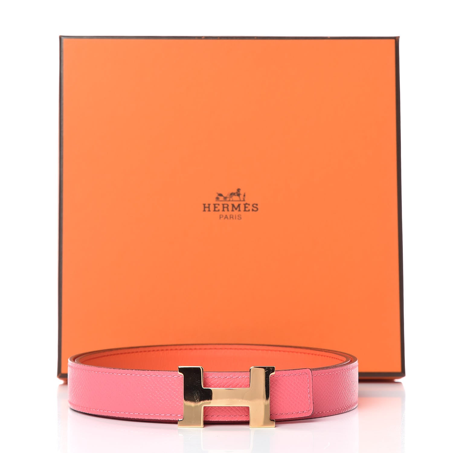 Hermes Swift Epsom 24mm Mini Constance H Belt 85 Orange Poppy Rose Azalee 7 of 7