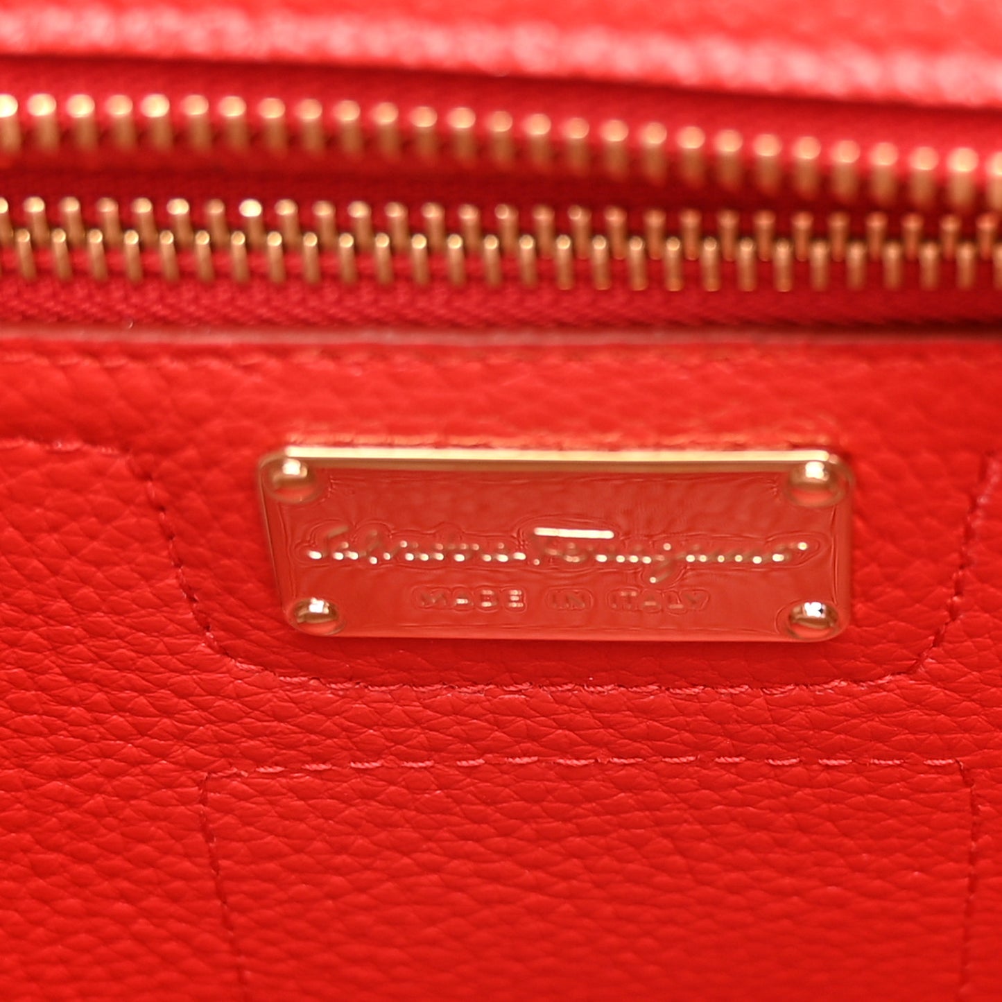 Hammered Calfskin Double Handle Small Amy Tote Flame Red Jasmine Flower