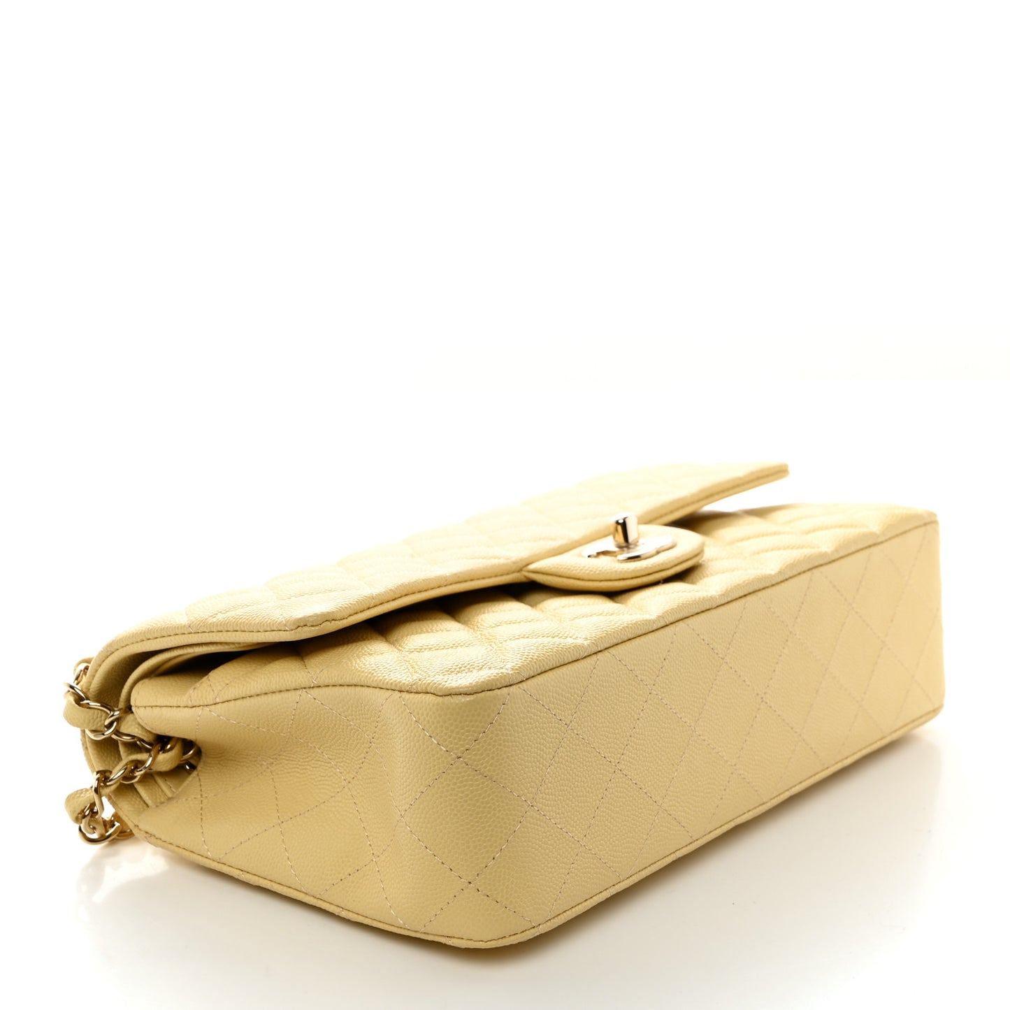 Caviar Quilted Medium Double Flap Yellow