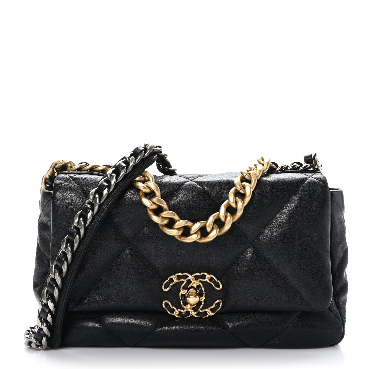 Chanel Lambskin Quilted Medium Chanel 19 Flap Black 1 of 9