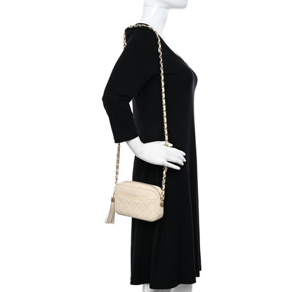 Chanel Caviar Quilted Mini Coco Tassel Camera Case White 2 of 15