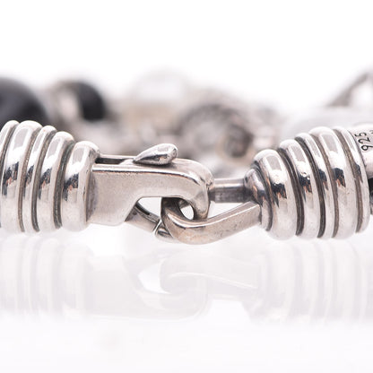 David Yurman Sterling Silver Pearl Onyx Quartz Multi Strand Bracelet 5 of 10