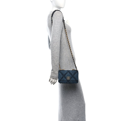 Chanel Denim Quilted Chanel 19 Wallet On Chain WOC Blue 2 of 10