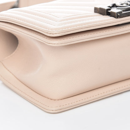Chanel Caviar Chevron Quilted Small Boy Flap Light Beige 9 of 10