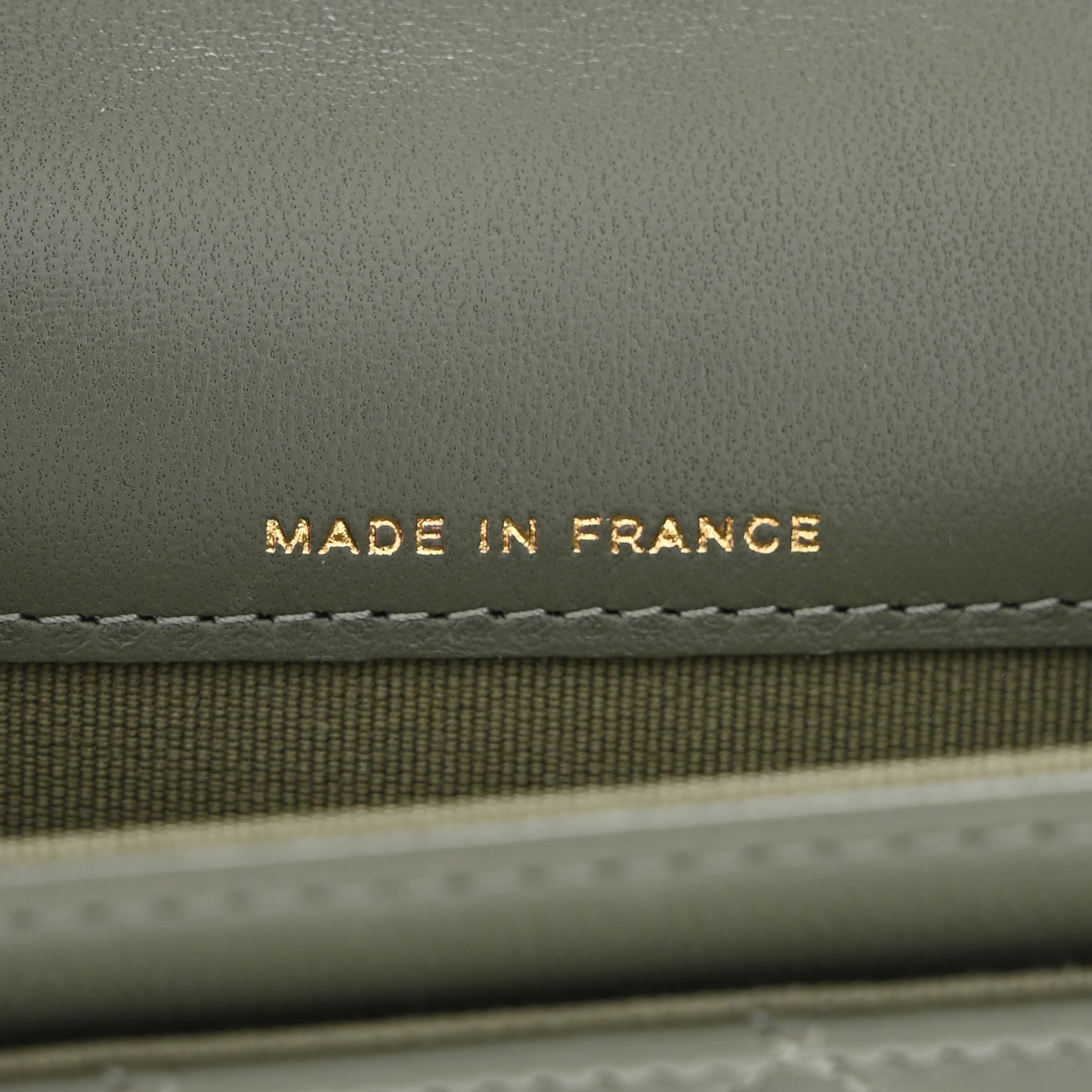 Lambskin Quilted Flap Card Holder Wallet Khaki