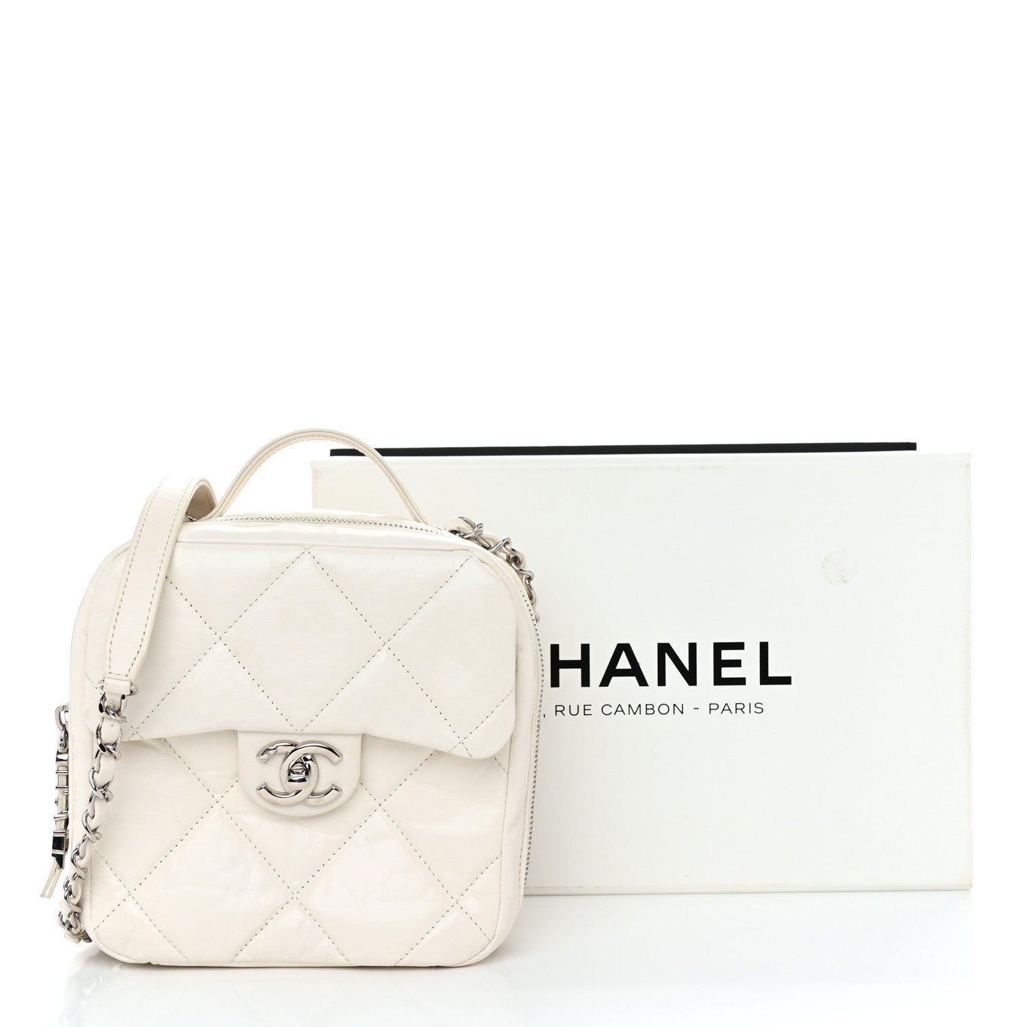 Chanel Aged Calfskin Quilted Top Handle Camera Case White 12 of 12