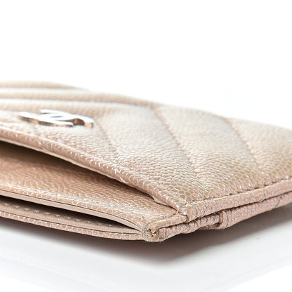 Chanel Metallic Caviar Chevron Quilted Card Holder Light Gold 11 of 12