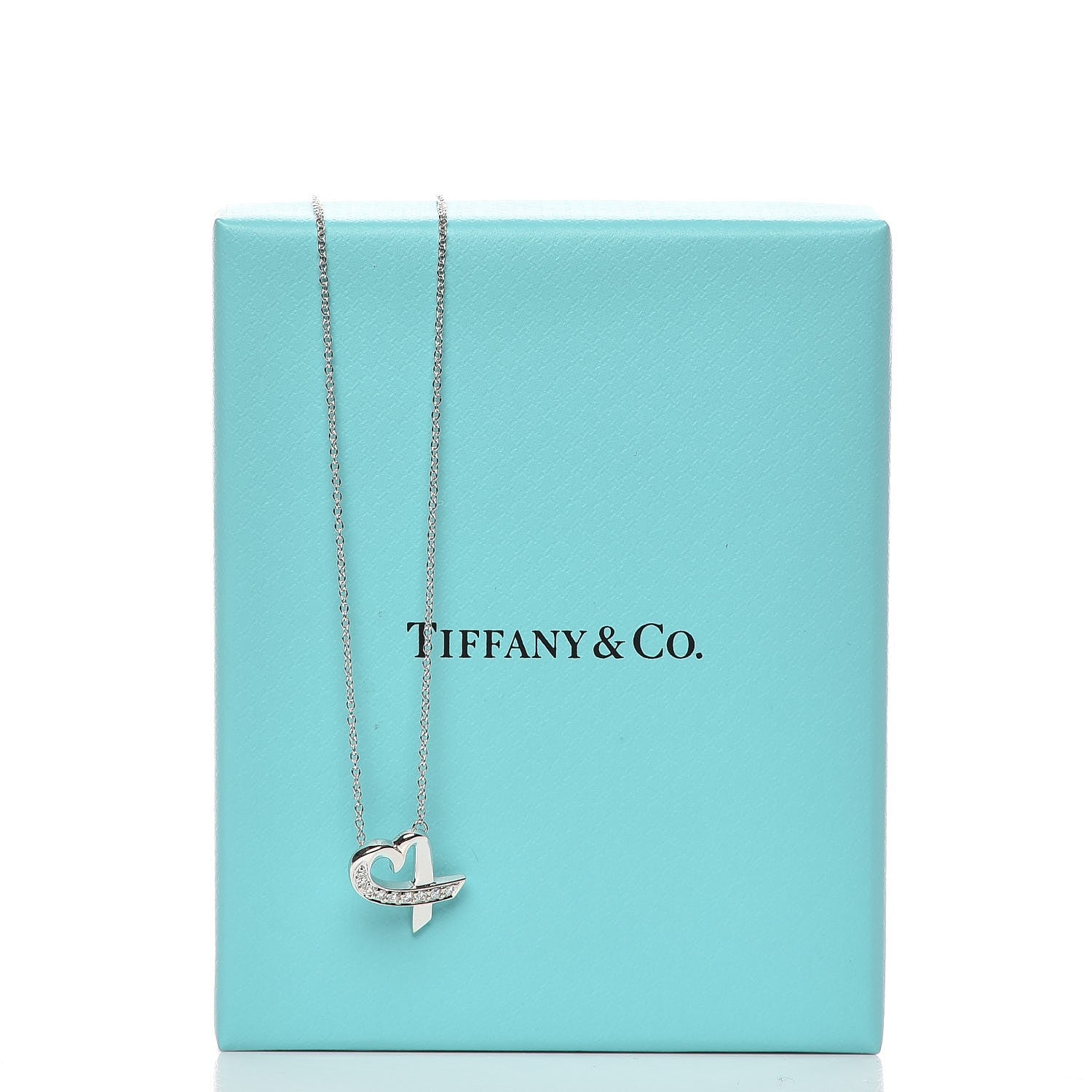 Tiffany 18K White Gold Diamond Small Paloma Picasso Loving Heart Necklace 8 of 8
