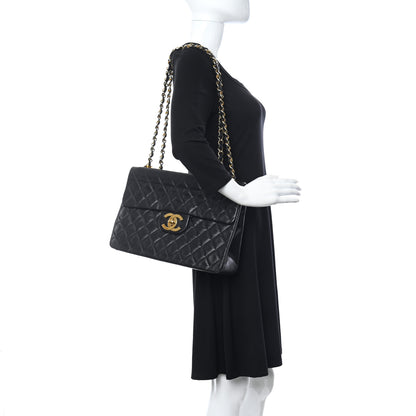 Chanel Lambskin Quilted XL Jumbo Single Flap Black 2 of 15