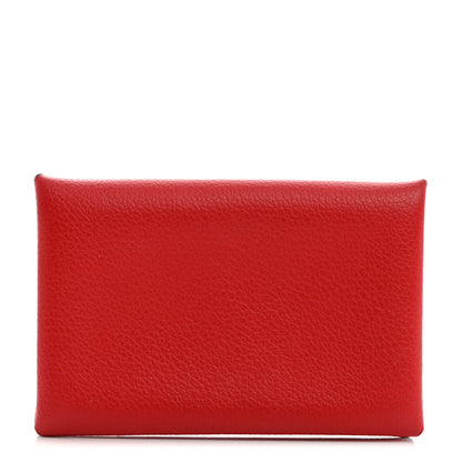 Hermes Evercolor Calvi Card Case Rouge De Coeur 1 of 8