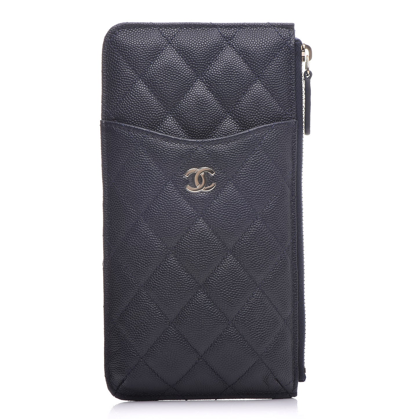 Caviar Quilted Classic Flat Wallet Pouch Navy