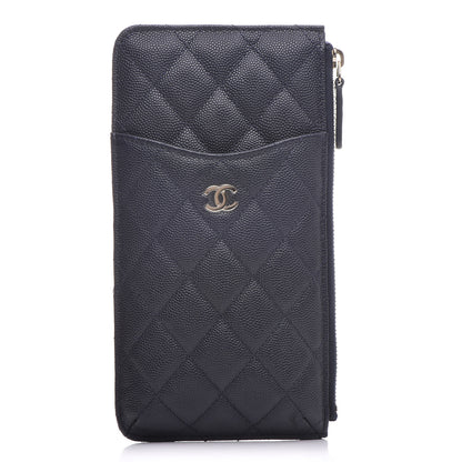 Chanel Caviar Quilted Classic Flat Wallet Pouch Navy 1 of 8