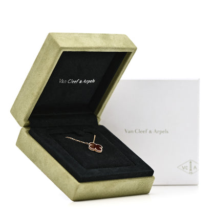 Van Cleef & Arpels 18K Yellow Gold Carnelian Vintage Alhambra Pendant Necklace 6 of 6
