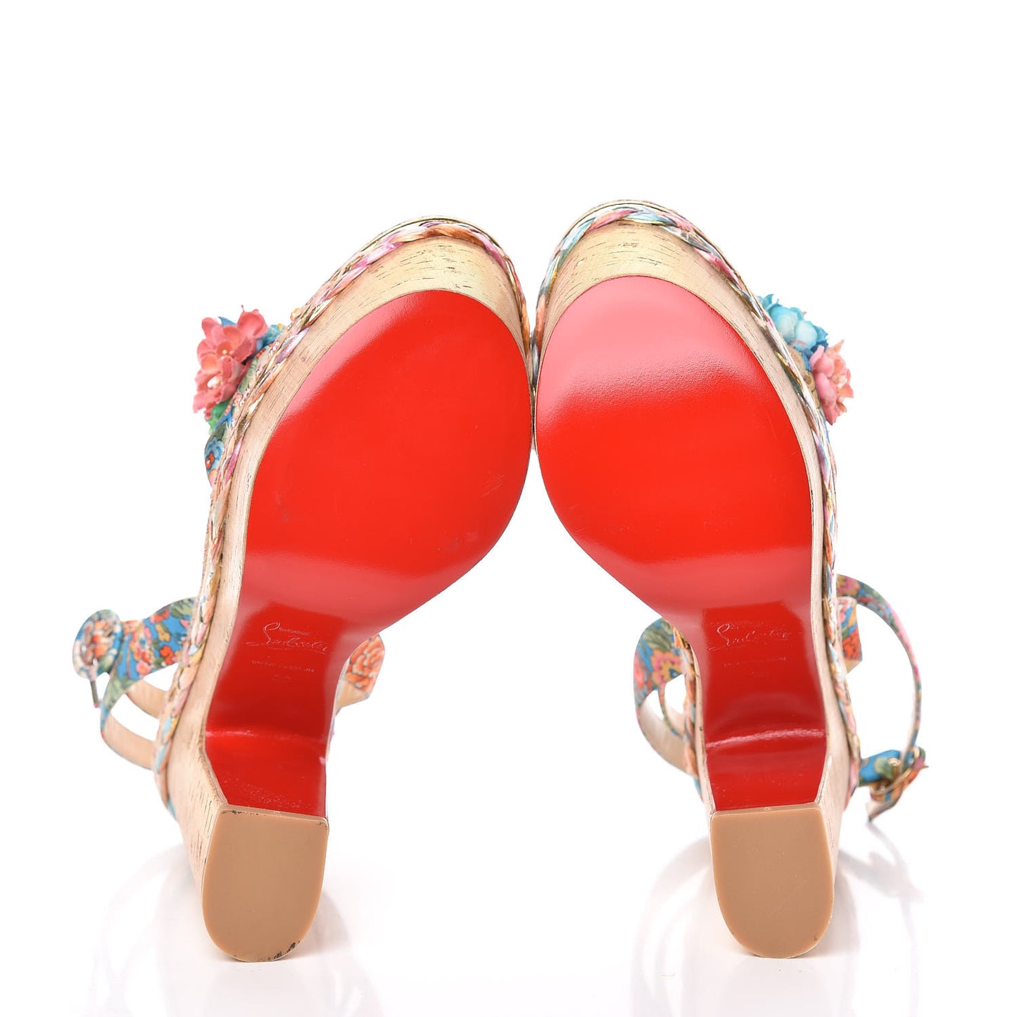 Tissu Liege Flores Ariellesevillana 160 Platform Wedge Sandals 39 Multicolor Gold